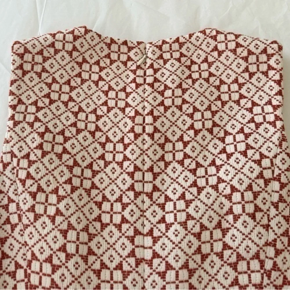 Tory Burch Orange Geometric Jaqcuard Sleeveless A-Line‎ Dress